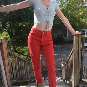 bright red jeans